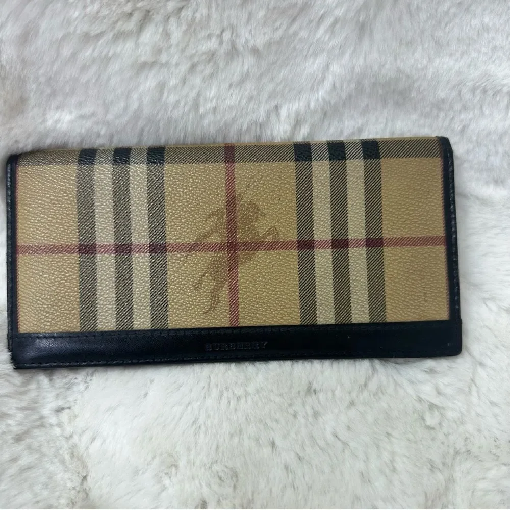 Burberry Haymarket Check Continental Flap Wallet Biege, Black, Red
